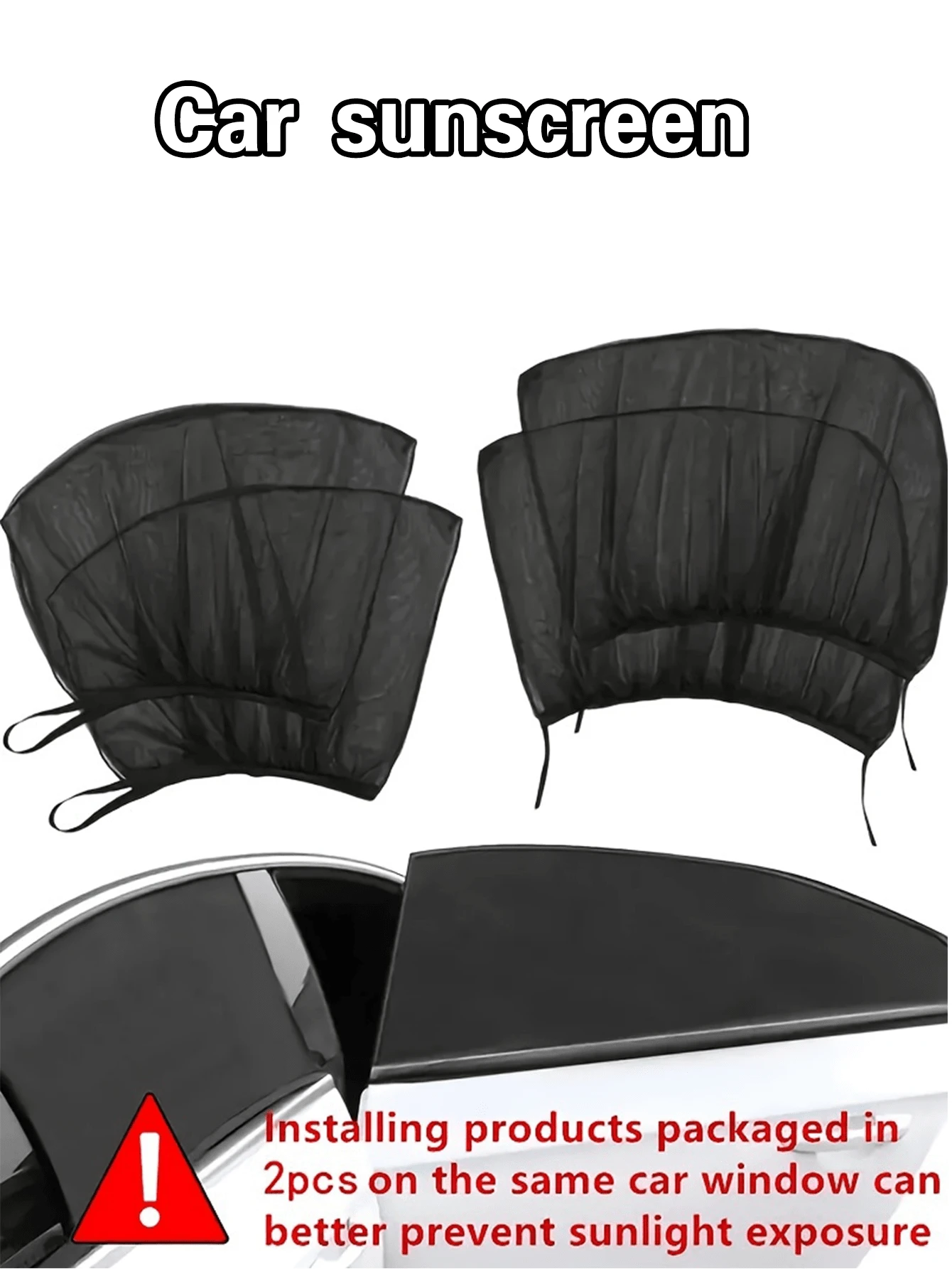 2pcs Car Rear Window Sun Shade, Ventilated Mesh Car Window Mosquito Net, UV Ray & Heat