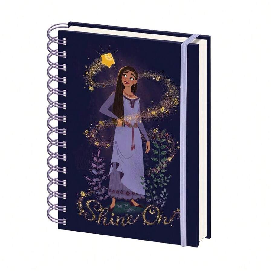 Disney Wish Shine On A5 Wirebound Notebook (Black/Lavender) - Space Black - View 1