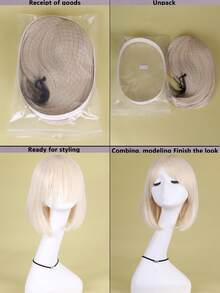 Bob Wig Head Cover Medium Short Wig Head Cover Beige And White Wig Suitable For Daily Wear - Beige - View 7