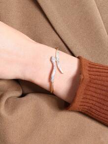 1pc Snake-Shaped Crystal Bangle Bracelet - Serpentine Design With Sparkling Crystals - Chic Accessory For Elegant Outfits