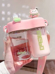 可愛的雙用途高溫塑料杯，多巴胺卡通水瓶，1個