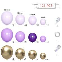 Mabe玫瑰粉和香檳色氣球花環裝飾套件，包含124個粉色、彩色雪花紙屑、玫瑰金、桃紅和白色氣球，適用於畢業、生日派對、派對、婚禮裝飾 - 多色組合4 - 查看 6