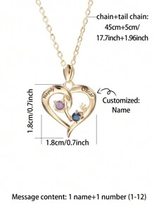 Collar grabado y personalizado con piedra en forma de corazón para cumpleaños con diseño de regalo para el Día del Padre, Día de la Madre, Día de San Valentín y aniversarios de cumpleaños, graduación, Navidad y como regalo de alta gama para amigos, compañeros de clase y familiares