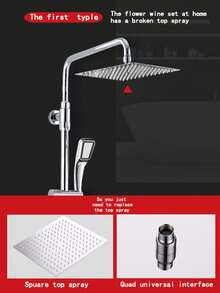 YAOPENG 1pc Top Spray Shower Head, Plating Square 8-Inch Boosted Rain Showerhead, Stainless Steel Fixed Bathroom Showerhead Replacement, High Pressure 8''/10'' Rainfall Shower For An Invigorating Showering Experience - Silver - View 5