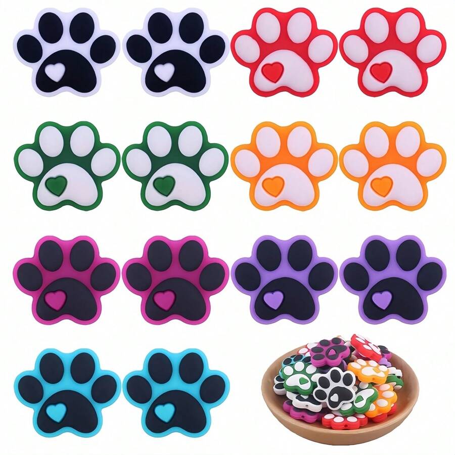 5/10/20 pezzi Grani sfusi a forma di zampa di silicone per la produzione di gioielli, penne e portachiavi, accessori fai-da-te per braccialetti e collane