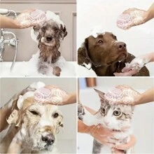 Cepillo de Ducha de Silicona 2-en-1 para Mascotas - Limpieza Fácil y Masaje Relajante, Herramienta de Aseo Ideal para Perros y Gatos.