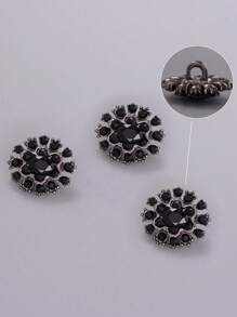 4入組橢圓形仿珍珠&鑽石&凝膠塗層金屬扣子,適用於大衣、防風外套、毛衣、針織開衫、帽子、鞋飾 - 黑色 - 查看 6