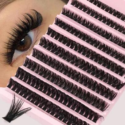 Bộ dụng cụ nối mi 200 chiếc Bộ dụng cụ nối mi Bộ dụng cụ nối mi Bộ dụng cụ nối mi Bộ mi đơn DIY Mi đơn lẻ Cụm mi cong D Mi giả Cụm mi, Cụm mi, Lông mi đơn lẻ, Lông mi, Lông mi giả