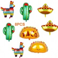 Globos Fiesta Mexicana, Tacos, Cactus & Otros - Multicolor - Ver 2