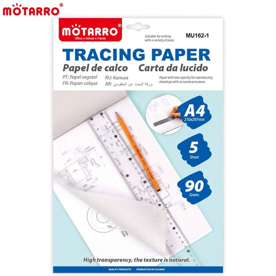 Motarro* Motarro 5 Chiếc Mờ Truy Tìm Paperfor Hoa Văn Thư Pháp Thủ Công Viết Sao Chép Giấy Vẽ Vật Dụng Văn Phòng 297*210 Mm - trắng - Xem 1