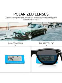 1 Pair Unisex Classic Shield Shaped Retro Polarized Fashion Glasses, Fashion &