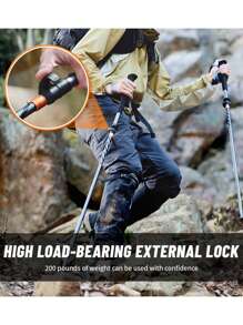 Naturehike 1入折疊式5節登山杖，適用於徒步旅行 - 黑色 - 查看 6