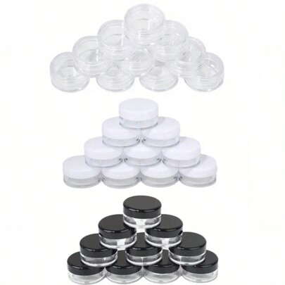 5pcs Empty Clear Round Jars - Travel Containers For Cosmetic, Lotion, Cream, Makeup, Bead, Eye Shadow, Rhinestone, Samples, Travel Essentials,Small Round Sample Containers With Lids Cosmetic Jars Makeup Containers Lip Scrub Containers Leak Proof For Beauty Products Jewelry Box School School Supplies Holiday Camping Holiday Essentials Vacation Accessories Mini Perfume For Women Perfume For Men Perfume Beach Bottle Travel Accessories Travel Must Haves Summer School Accessories Back To School Stuff Back To School Supplies