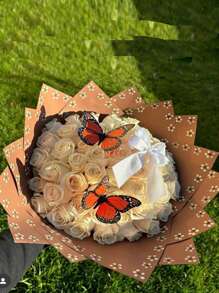 10/20張防水花卉裝飾紙張，邊緣設有雛菊，適用於鮮花束禮品包裝，韓國花藝用品，包裝紙，花束用紙巾，禮品包裝紙，花卉包裝紙，婚禮包裝，任何場合裝飾 - 彩色 - 查看 1