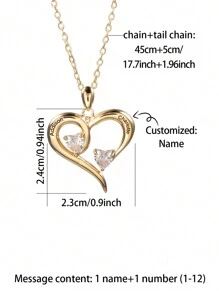 Collar grabado y personalizado con piedra en forma de corazón para cumpleaños con diseño de regalo para el Día del Padre, Día de la Madre, Día de San Valentín y aniversarios de cumpleaños, graduación, Navidad y como regalo de alta gama para amigos, compañeros de clase y familiares