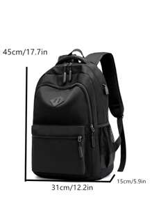 Rechargeable Student Backpack, Travel Bag For Boys & Girls, Casual Daypack - Black - View 8