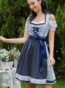 Women's Oktoberfest Dress 3 Pieces German Dirndl Dress Costumes Including Dresses, Aprons, Blouses