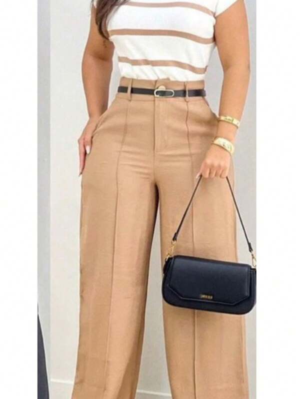 CALÇA PANTALONA COM CINTO_CALÇA ALFAIATARIA MODA FEMININA