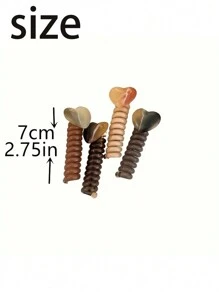 1pc/Random Elegant Heart Shaped Decor Telephone Wire Hair Tie Elastic Spiral Hair Tie For Women And Girls, Bubble Braid Cord Hair Rope For Ponytail, Braid, High-End Heart Spiral Hair Ties, Hair Clips - Multicolor - View 2