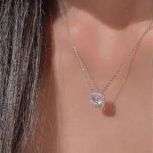 1pc Square-Shaped Candy Pendant Necklace For Women, Unique And Exquisite Design, Studded With Square Cubic Zirconia, Stainless Steel Geometric Chain - Sugar Cube Necklace - View 1