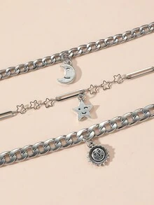 1/3 Mặt dây chuyền nhiều lớp hình mặt trăng, mặt trời, ngôi sao và trái tim thời trang nhiều màu Bộ vòng chân nhiều lớp dành cho phụ nữ mặc khi đi biển, đi nghỉ, dự tiệc. Thích hợp để mặc hàng ngày. Món quà tuyệt vời cho bạn bè và người yêu. - Nhiều màu - Xem 5