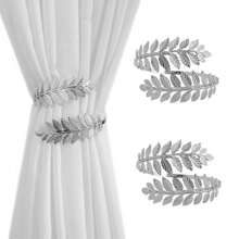 1/2 piezas sujetadores de cortinas con diseño de mariposa de flores metálicas y hojas de árbol, decoración de ventana del hogar, la cocina, oficina y patio - Plateado - Ver 15