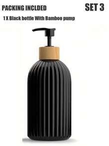 LEAPAIR 1/2 peças Dispenser de Sabonete Recarregável de 500ml com Bomba de Plástico, Dispenser de Bomba de Bambu, Suporte para Garrafa, para Shampoo, Condicionador, Loção, Sabonete Líquido para Banheiro e Chuveiro, Garrafa de Linha de Loção, Garrafa de Limpeza, Decoração de Casa e Móveis, Decoração de Banheiro, Decoração de Outono, De Volta às Aulas