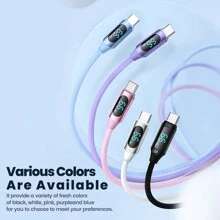 ﻿ Toocki USB A -Type C Cable LED Display ,(1M/2M), 66W (6A) ,For Honor 70 Pro Oneplus Charging Cable