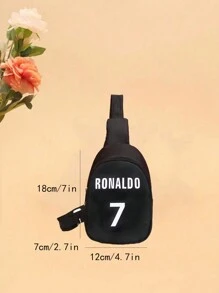 可爱卡通时尚百搭耳机男孩设计腰包，时尚轻便零钱包 - 黑色 - 查看 2