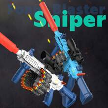 逼真的玩具泡沫槍，狙擊步槍帶瞄準鏡，附40發尼爾夫子彈和18個彈帶殼，適合8-12歲男孩，室內外成人兒童聖誕生日禮物 - 彩色 - 查看 8