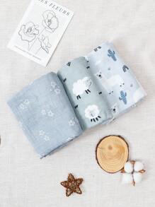 3 件装竹纤维 2 层婴儿襁褓毯 爱情情人节