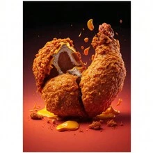 1入炸雞玉米海報，適用於客廳廚房的帆布油畫藝術家居裝飾牆飾畫像，無框