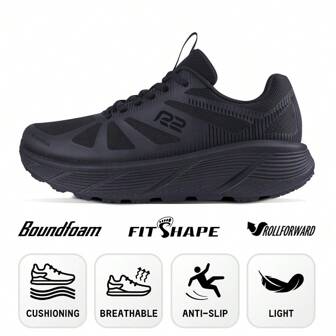  1pair R2 Thick-Soled Shock-Absorbing Lightweight Soft Mesh Lace-Up Women's Running And Aerobics Sneakers