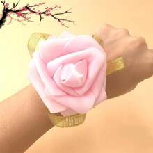Wrist Corsage Wedding Party Supplies Bride Bridesmaid Hand Flower Garland Dance Decoration Sister Flower For Women And Girls - Multicolor - View 13
