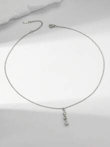 MESTILO 1pc Simple And Fashionable Copper Necklace With Microinlaid Drop-Shaped Pendant, Women's Titanium Steel Asymmetrical Heart Collarbone Chain Valentines,Mom,Mother,Mother's Day,Gift