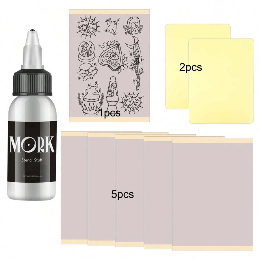 Tattoo Transfer Kit With 1 Bottle Of Transfer Gel, 1 Transfer Paper, 5
