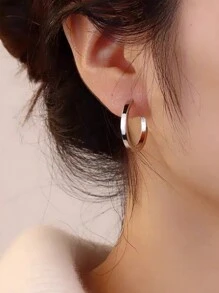 2pcs/Set Premium S925 Sterling Silver Hoop Earrings For Women, Minimalist Design Elegant Earring Studs Jewelry Gifts