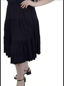 SAIA MIDI TRES MARIAS - Preto - Visão 3