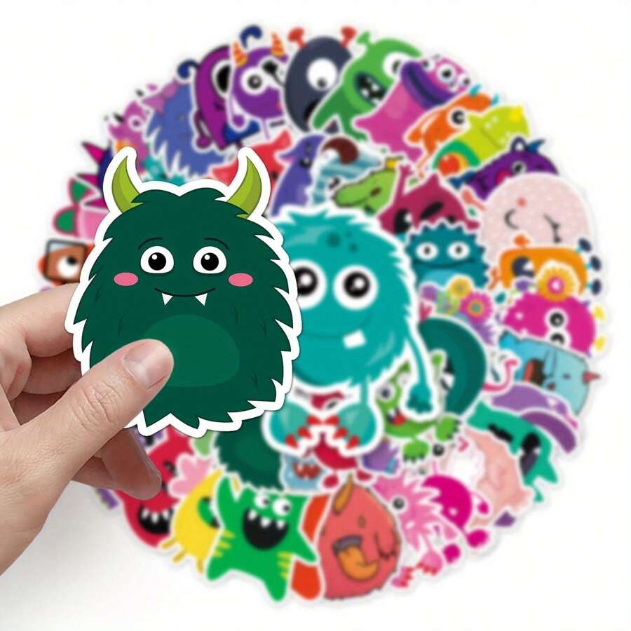 50 piezas de pegatinas de dibujos animados de pequeños monstruos, adhesivos de vinilo para portátiles, botellas de agua, guitarras, bicicletas, motocicletas, parachoques de coches, equipaje, patinetas, grafittis, pegatinas lindas, el mejor regalo para niños, adolescentes, hombres, mujeres.