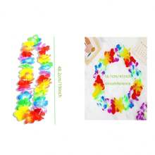 夏威夷花圈項鍊批發，熱帶花朵雷聲，夏威夷沙灘泳池夏威夷緞帶派對偏愛裝飾生日派對用品 - 彩色 - 查看 3