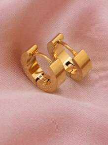 1 Cặp/2 Chiếc Bông Tai Bằng Thép Không Gỉ Rộng 4mm Dễ Thương Cho Phụ Nữ Bông Tai Vòng Trang Sức Ngày Lễ Tình Nhân, Mẹ, Mẹ, Ngày của Mẹ, Quà Tặng - Vàng - Xem 4