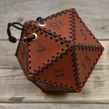 1入組多邊形骰子皮質收納袋，加固款拉繩骰子袋，隨機顏色