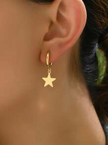 1 Pair Fashionable Classic Versatile Chic Star Design Earrings For Women - Yellow Gold - View 2