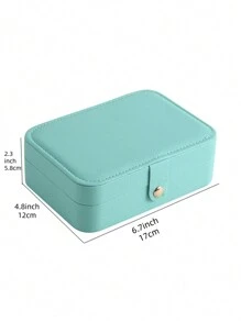CASEGRACE 1PC Rectangle PU Leather Jewelry Box Organizer Small Travel Portable Earring Ring Jewellery Storage Case For Girl Women Wedding Birthday Gift, Gift Back To School