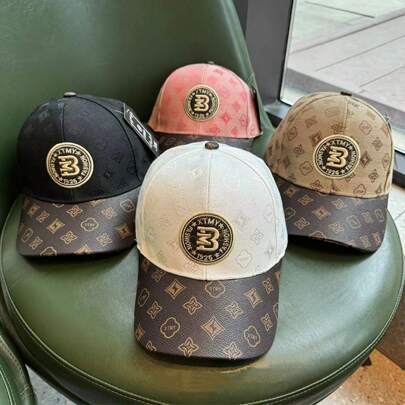 قبعة بيسبول رجالية مطرزة بحرف و تباين الألوان، مناسبة للارتداء اليومي العفوي والحماية من أشعة الشمس في الأماكن الخارجية