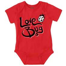 Love Bug Cute Ladybug Valentines Day Baby Bodysuit Jumper Girls - 紅色 - 查看 1