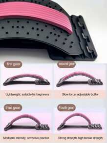 1pc Back Stretcher, Lumbar Relief Back Stretcher Device, Multi-Level Back Stretching Device, Back Massager Relief - Black and White - View 3