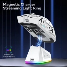 فأرة ألعاب لاسلكية فائقة الخفة X11 59جم مع شريط قبضة، محطة شحن RGB،PAW3311 ،لاسلكي/سلكي بلوتوث/2.4جيجا هرتز،22000 نقطة في البوصة،5 أزرار قابلة للبرمجة للكمبيوتر
