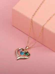 Collar grabado y personalizado con piedra en forma de corazón para cumpleaños con diseño de regalo para el Día del Padre, Día de la Madre, Día de San Valentín y aniversarios de cumpleaños, graduación, Navidad y como regalo de alta gama para amigos, compañeros de clase y familiares
