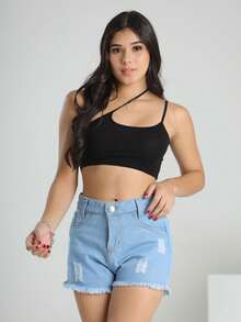 Tween Girls Denim Shorts - Light Wash - View 4